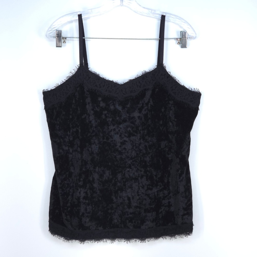 Vintage Y2K Lace Cami Top Women's Large Crushed Velvet Fairy Whimsigoth Grunge